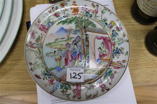 A Chinese famille rose plate and a Limoges bowl each 10in.